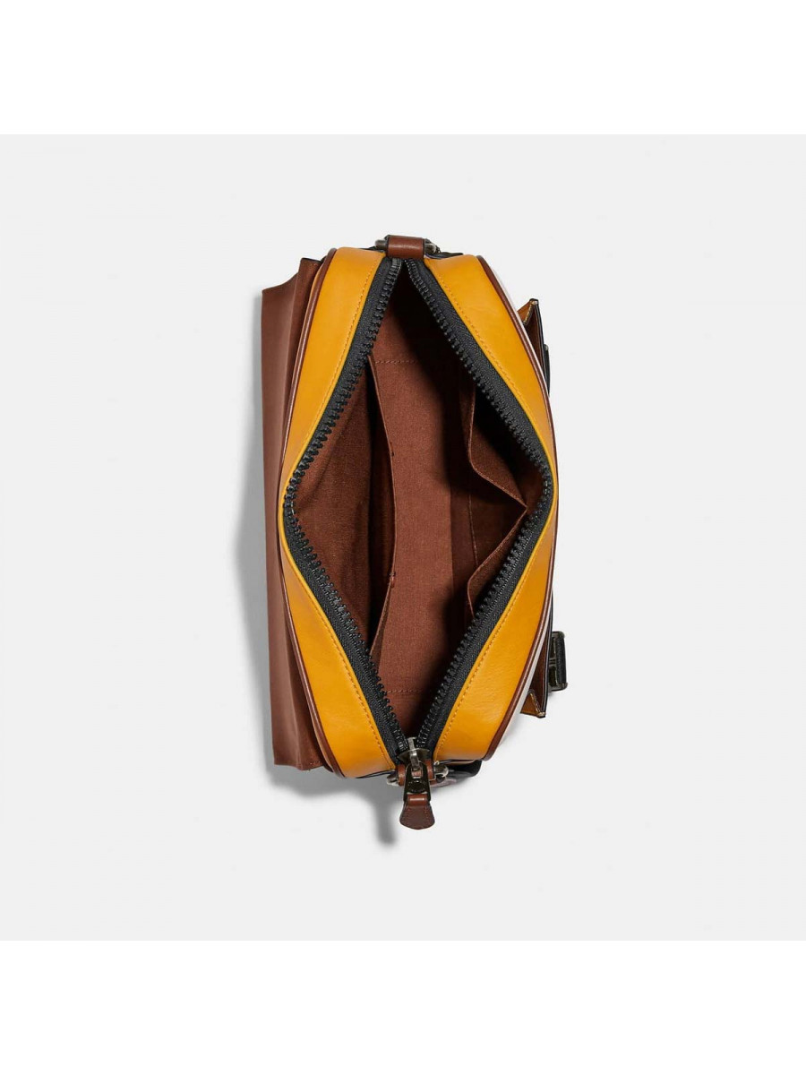 Сумка Coach Track Crossbody In Colorblock - Honeycomb/Khaki Multi