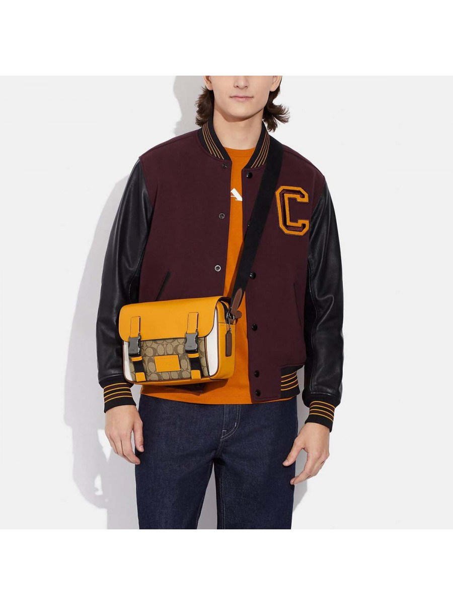Сумка Coach Track Crossbody In Colorblock - Honeycomb/Khaki Multi