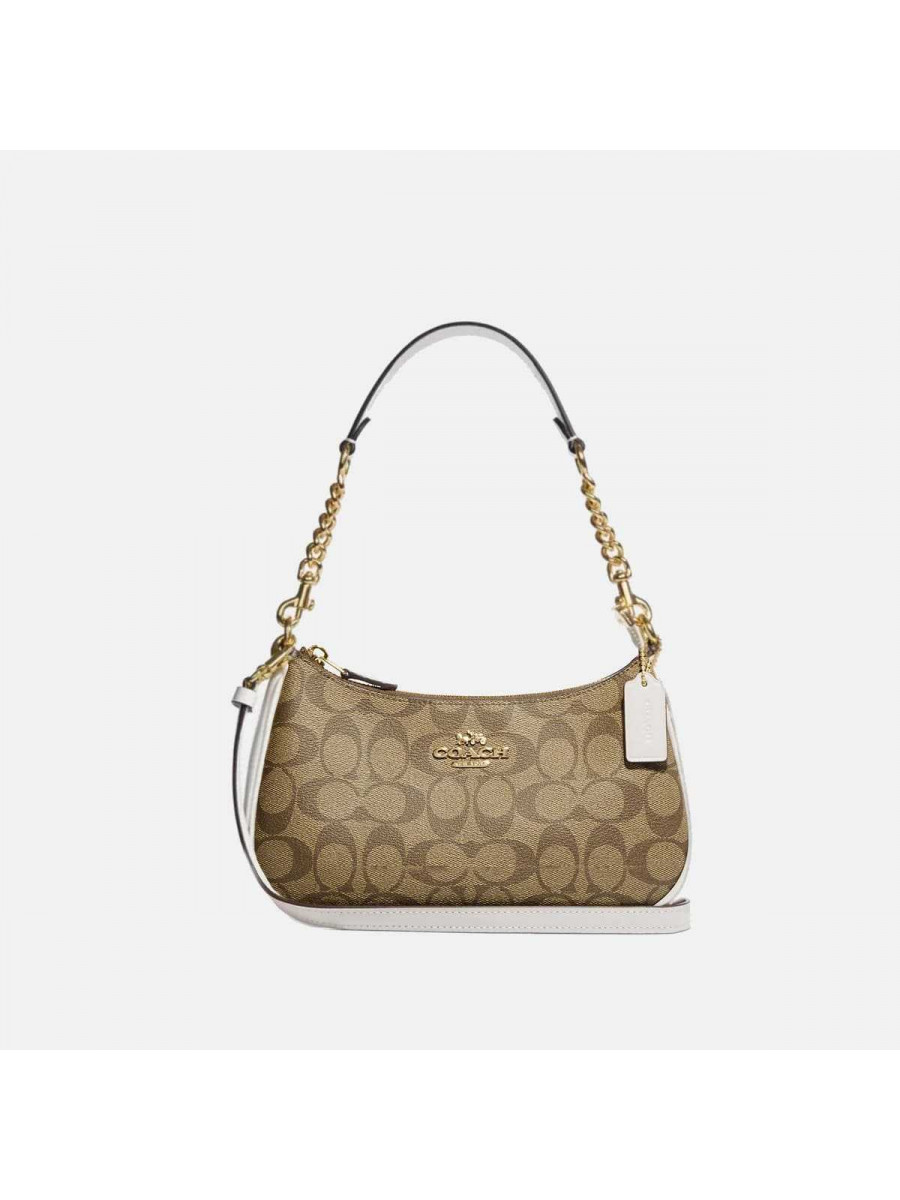 Сумка Coach Teri Shoulder Bag In Signature Canvas (Light Khaki/Chalk) Coach