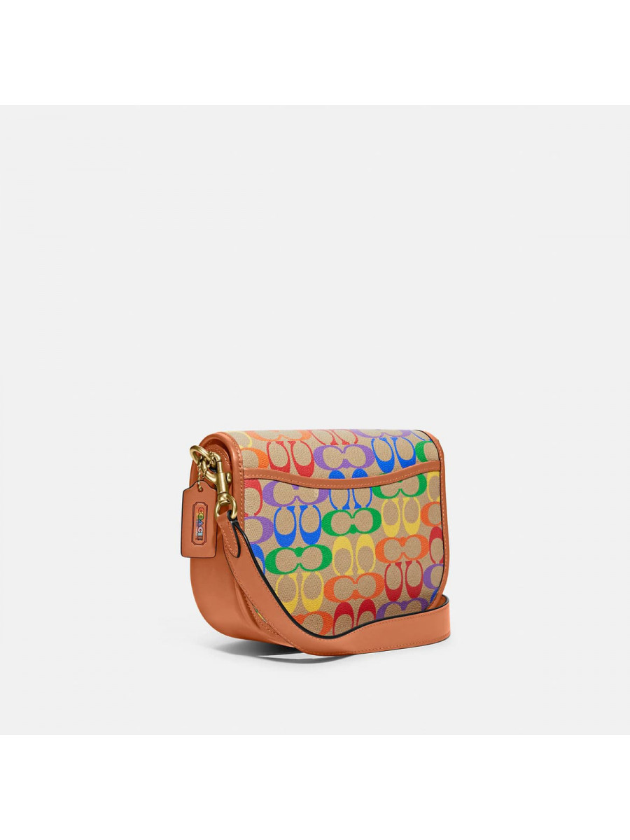 Сумка Coach Rainbow Signature Canvas Willow Saddle Bag (B4/Tan Hazelnut Multi)