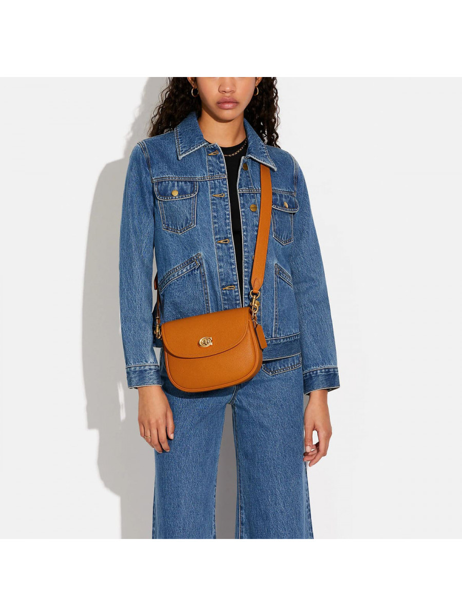 Сумка Coach Willow Saddle Bag (B4/Papaya)(Золото)