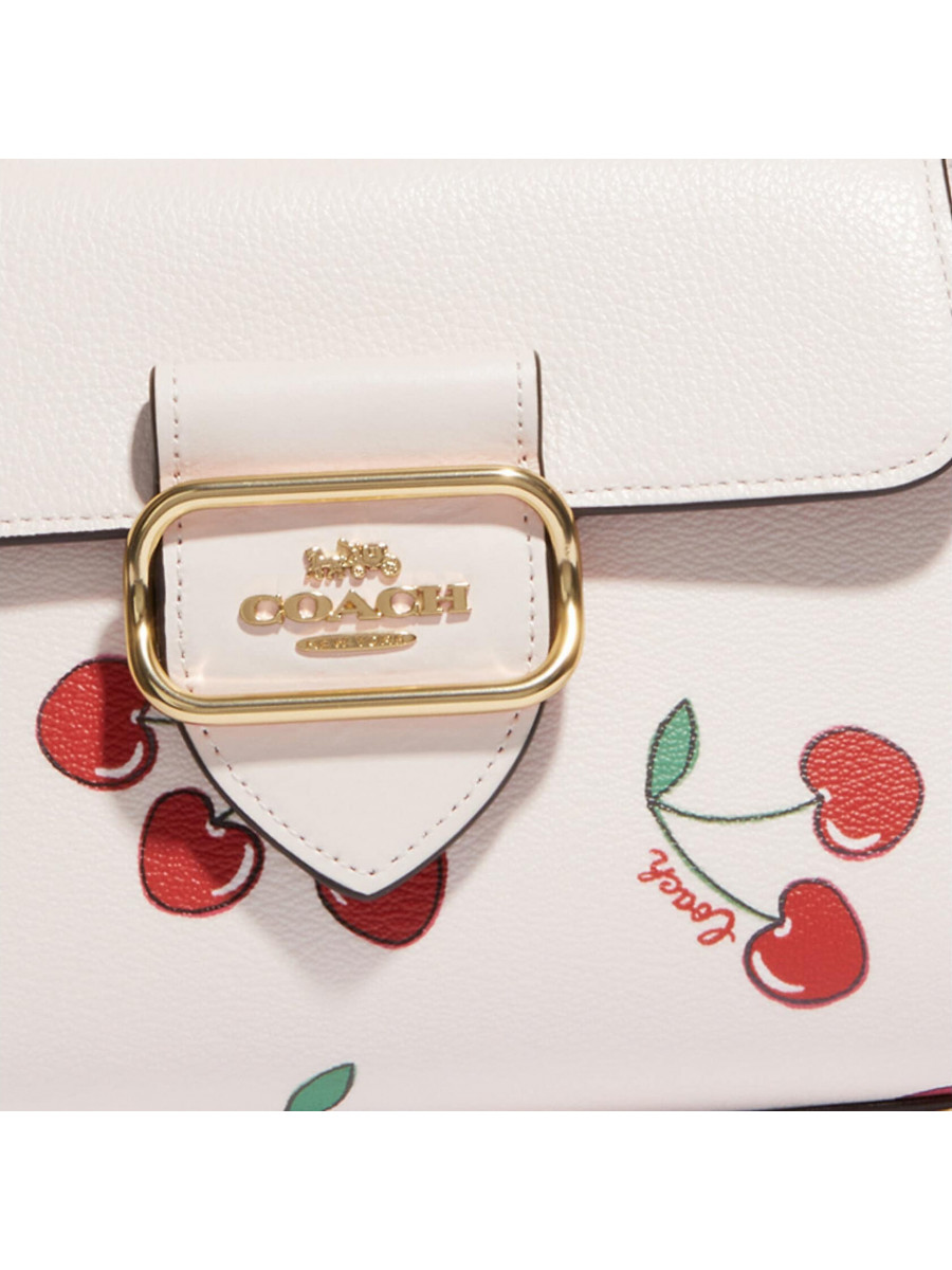 Сумка Coach Morgan Top Handle Satchel With Heart Cherry Print - Gold/Chalk Multi