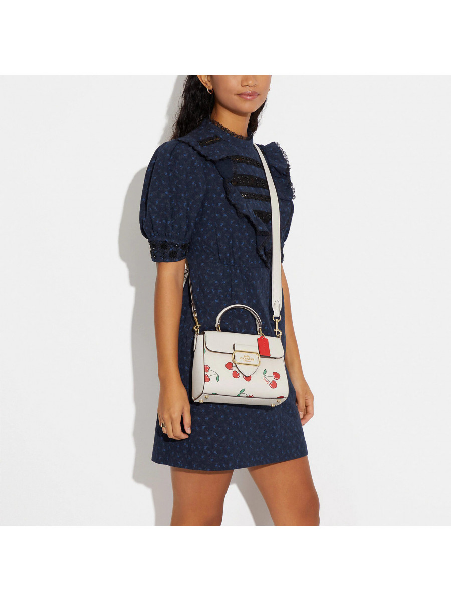 Сумка Coach Morgan Top Handle Satchel With Heart Cherry Print - Gold/Chalk Multi