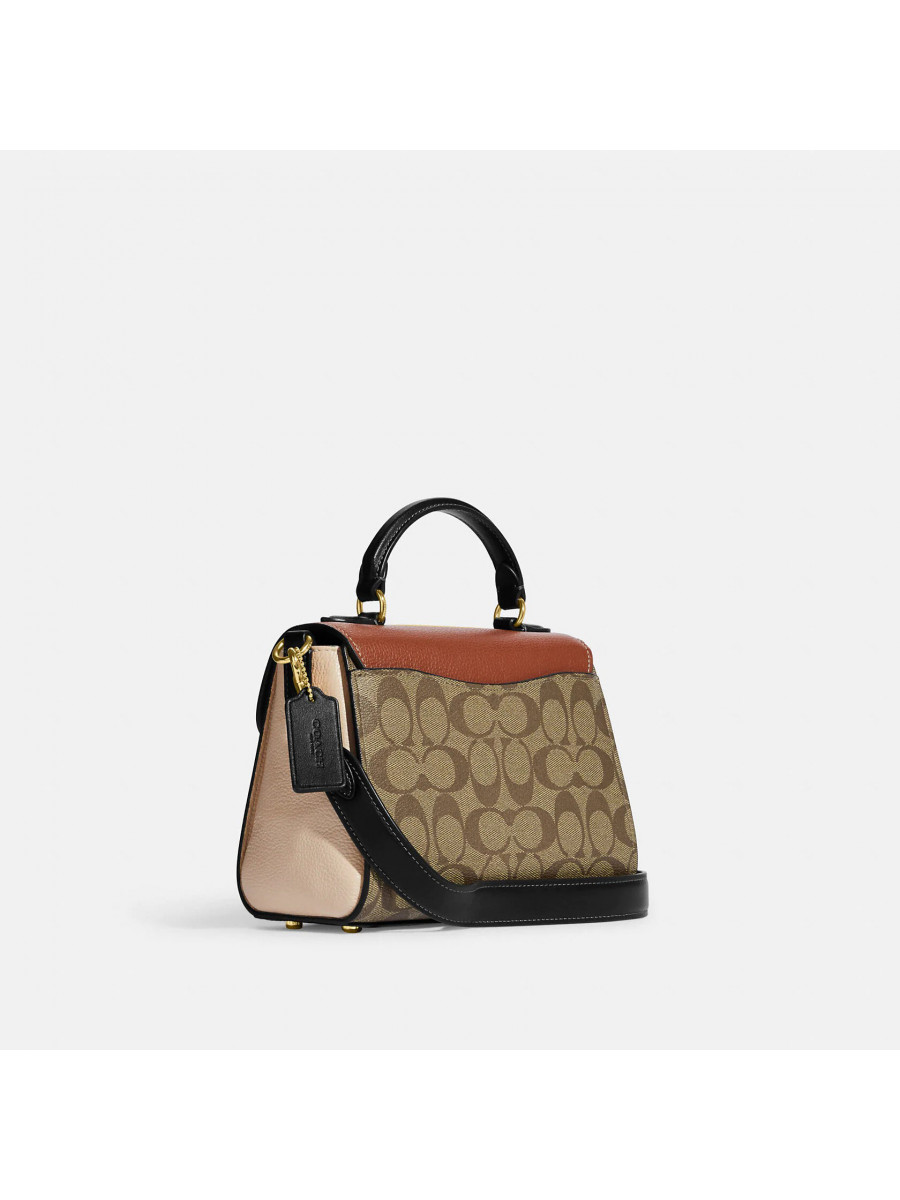 Сумка Coach Morgan Top Handle Satchel In Colorblock Signature Canvas - Gold/Khaki Multi