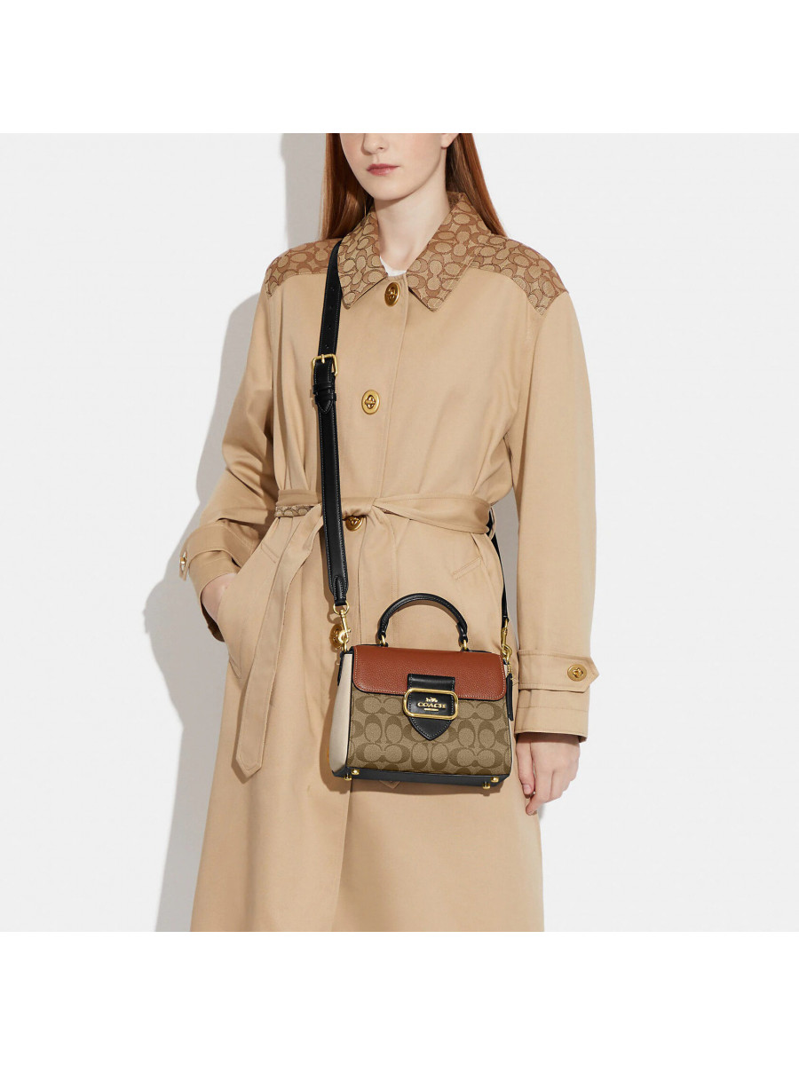 Сумка Coach Morgan Top Handle Satchel In Colorblock Signature Canvas - Gold/Khaki Multi
