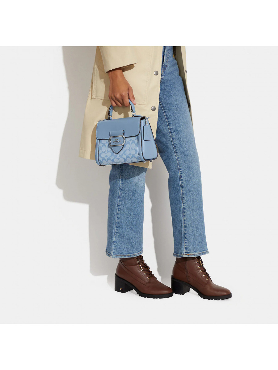 Сумка Coach Morgan Top Handle Satchel In Signature Chambray - Silver/Cornflower Multi