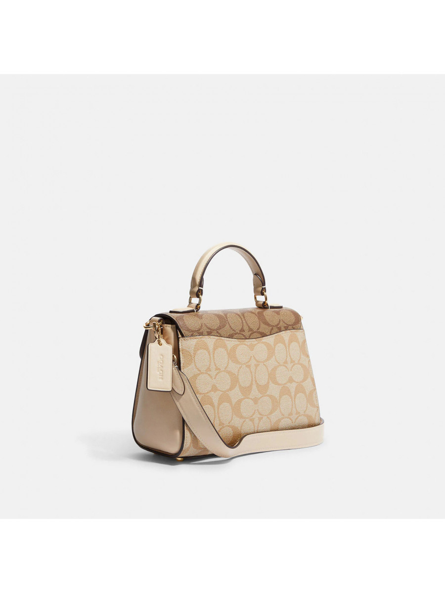 Сумка Coach Morgan Top Handle Satchel In Blocked Signature Canvas - Gold/Light Khaki Multi