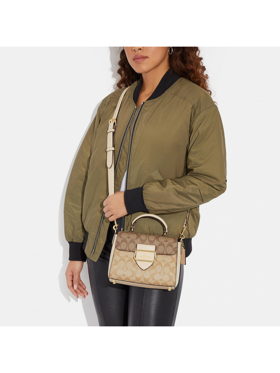 Сумка Coach Morgan Top Handle Satchel In Blocked Signature Canvas - Gold/Light Khaki Multi
