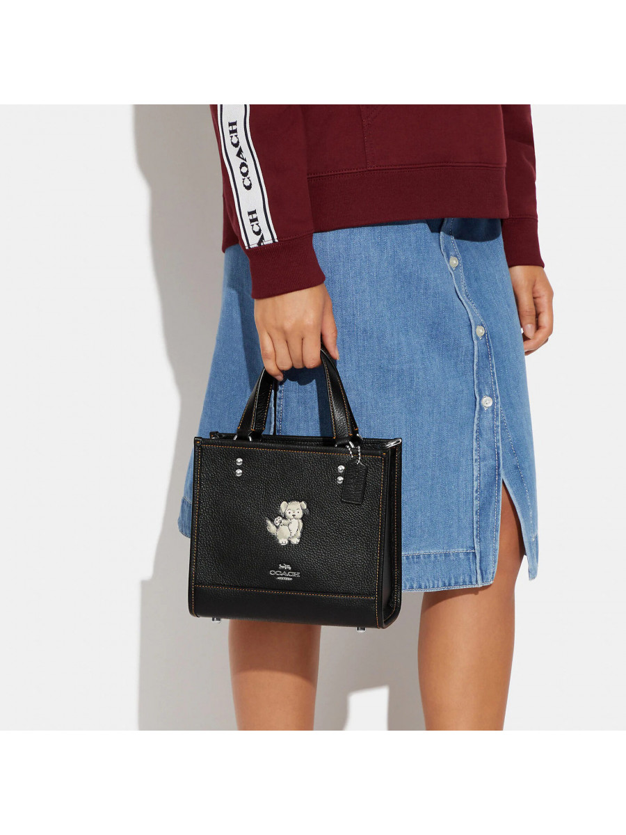 Сумка Coach Dempsey Tote 22 With Happy Dog - Silver/Black Multi