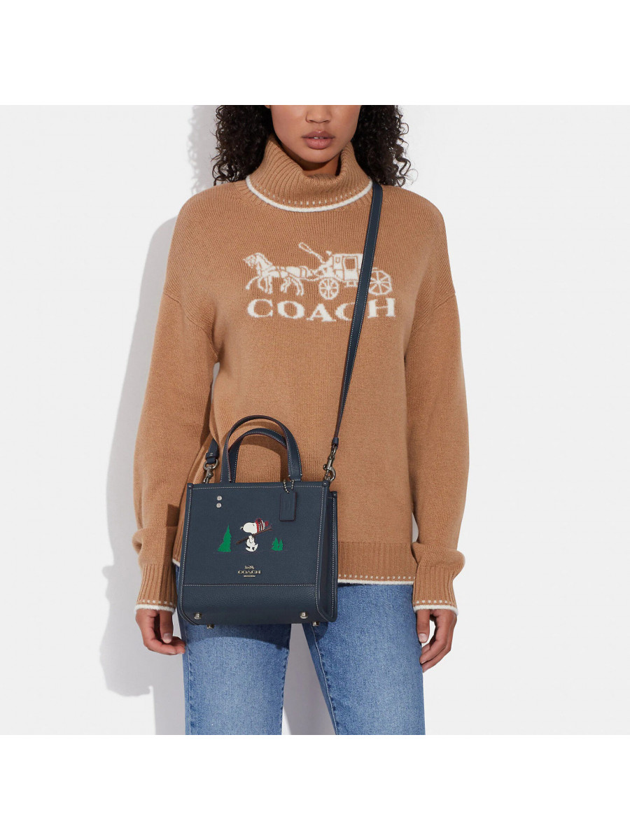 Сумка Coach X Peanuts Dempsey Tote 22 With Snoopy Ski Motif - Gunmetal/Denim Multi