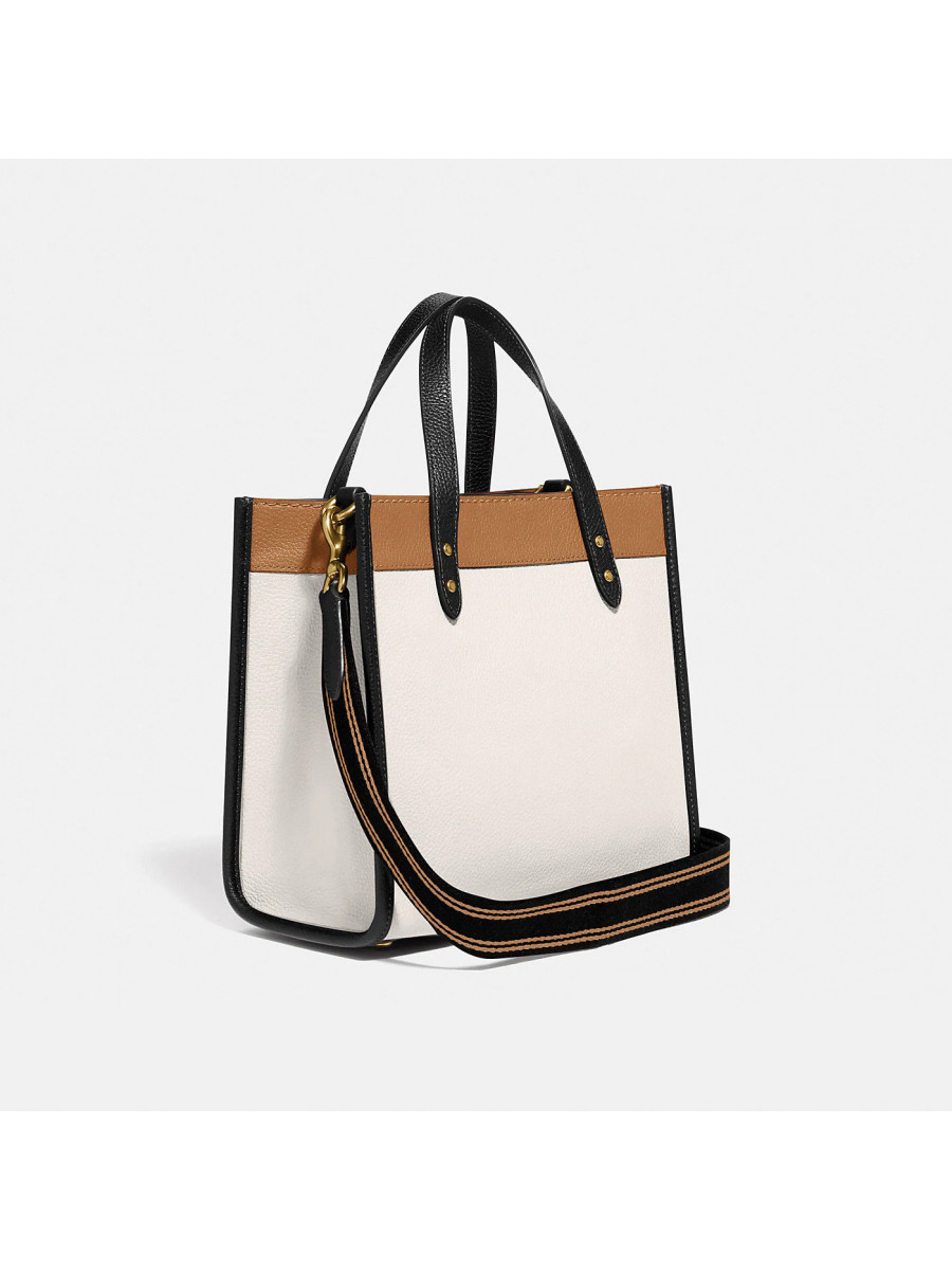 Сумка Coach Field Tote 22 In Colorblock With Coach Badge - Brass/Chalk Multi