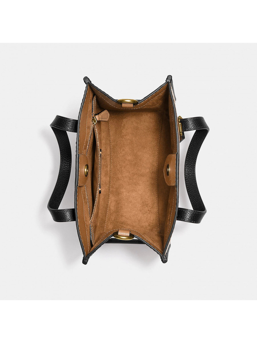 Сумка Coach Field Tote 22 In Colorblock With Coach Badge - Brass/Chalk Multi