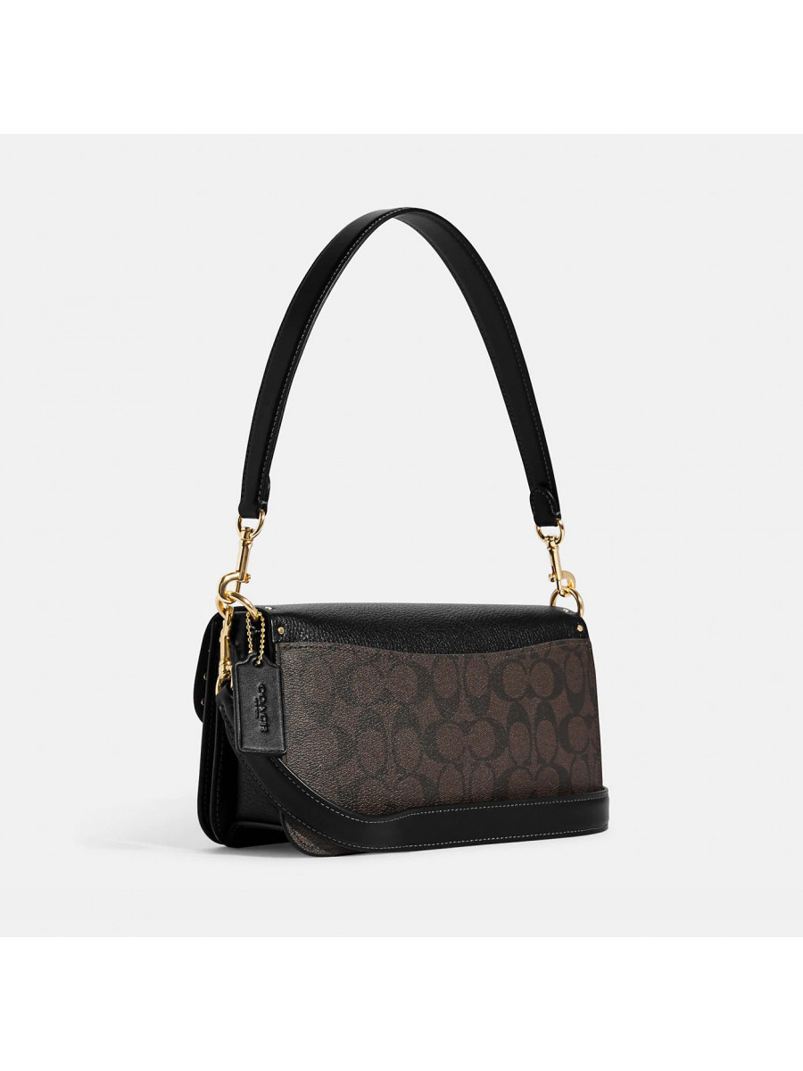 Сумка Coach Morgan Shoulder Bag In Colorblock Signature Canvas With Rivets - Gold/Brown Black Multi