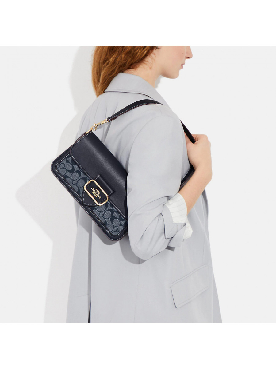 Сумка Coach Morgan Shoulder Bag In Signature Chambray - Gold/Denim Multi