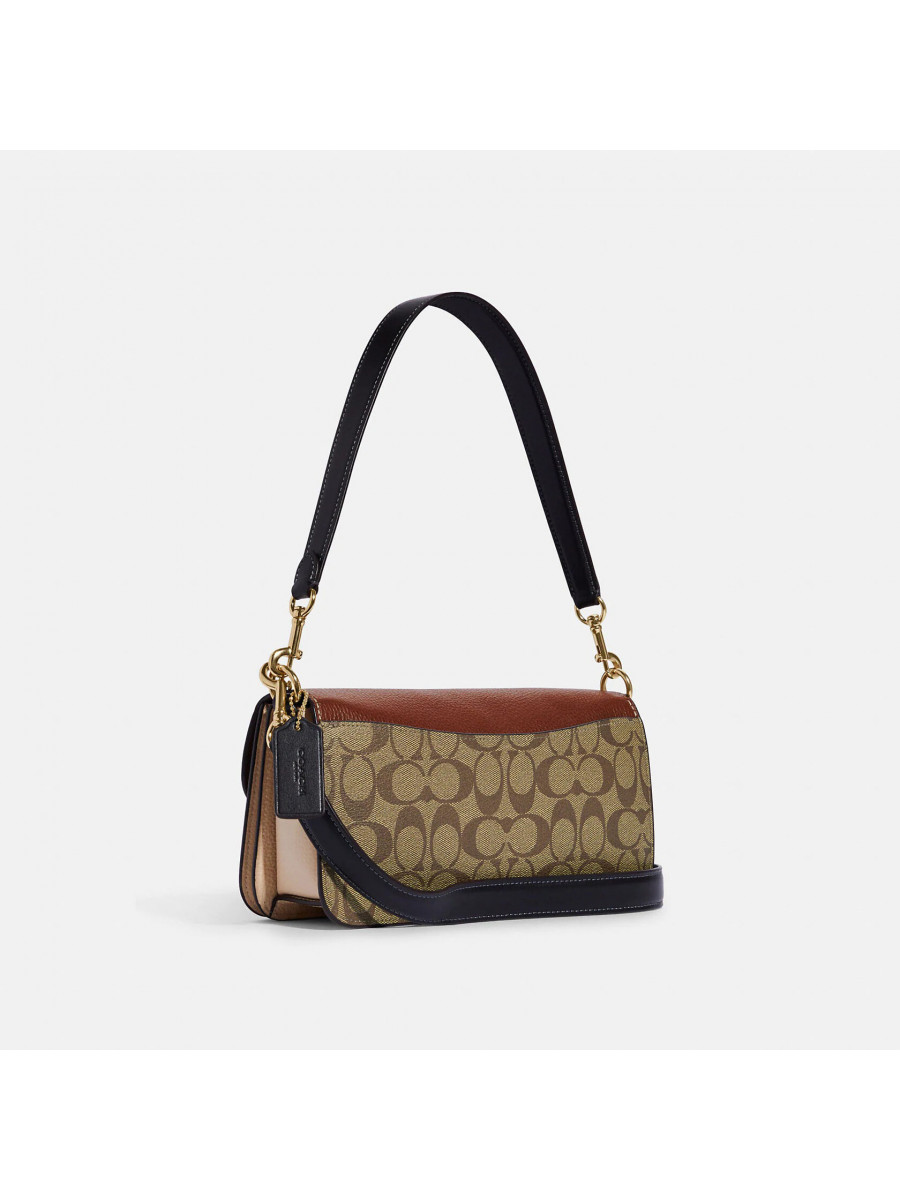 Сумка Coach Morgan Shoulder Bag In Colorblock Signature Canvas - Gold/Khaki Multi