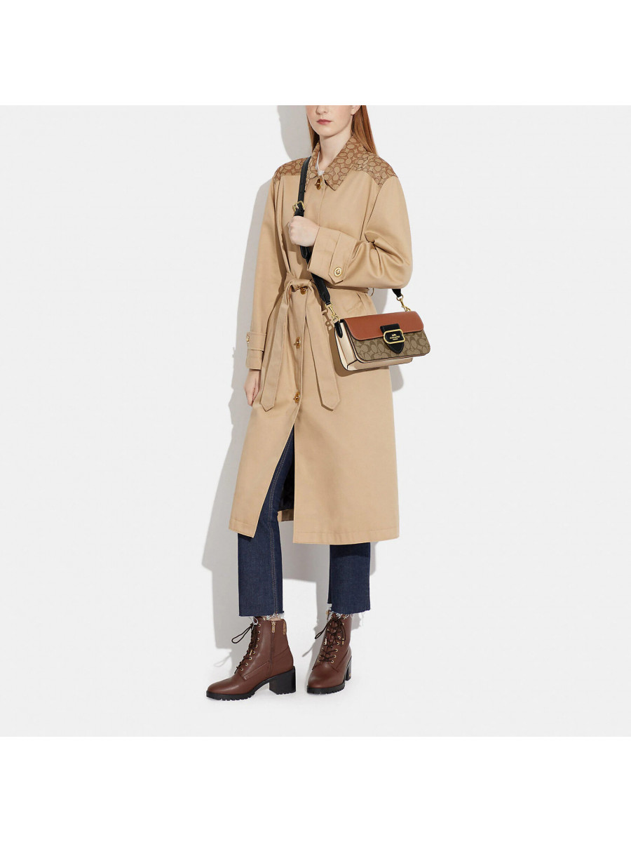 Сумка Coach Morgan Shoulder Bag In Colorblock Signature Canvas - Gold/Khaki Multi