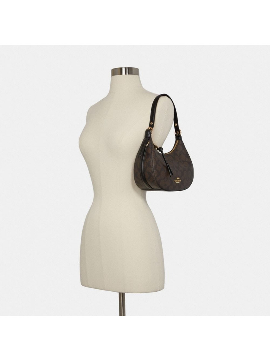 Сумка Coach Kleo Hobo In Signature Canvas - Gold/Brown Black