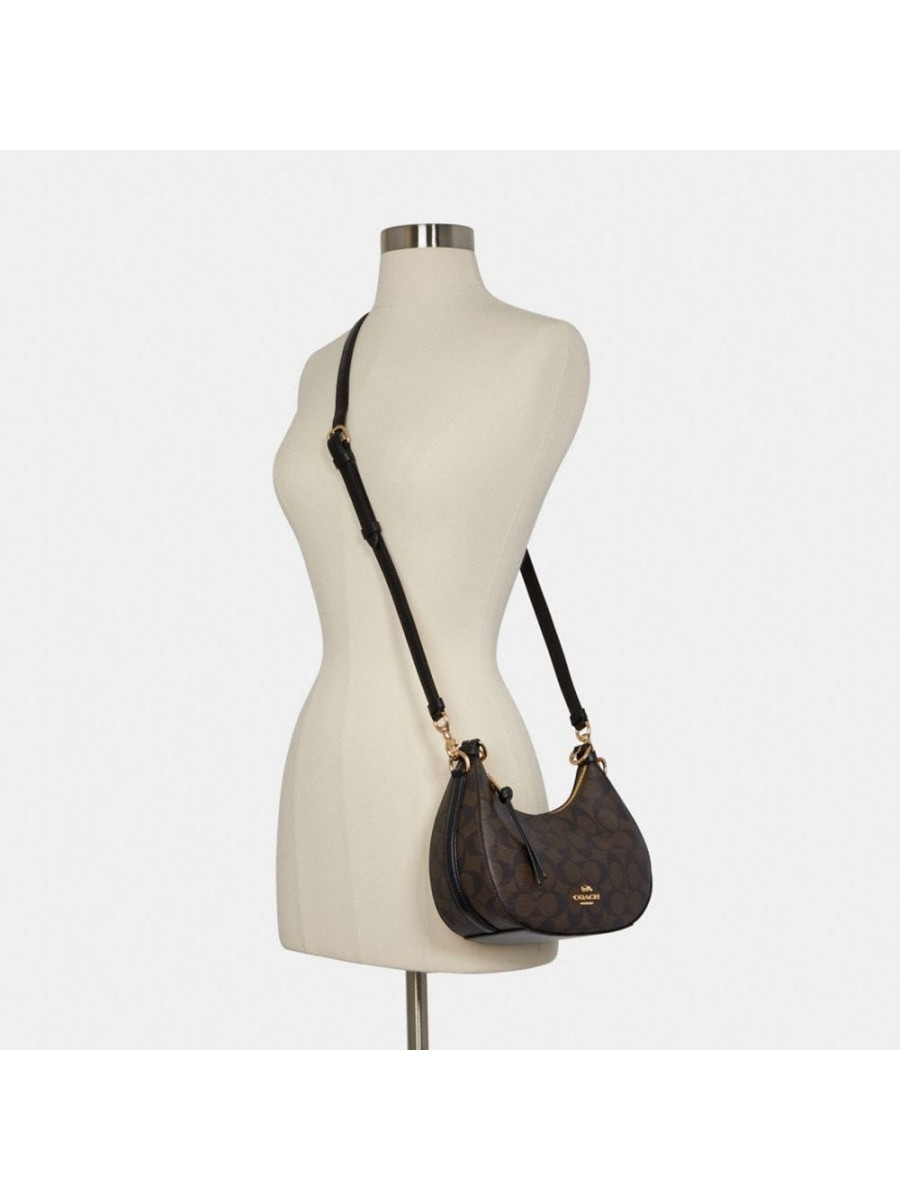 Сумка Coach Kleo Hobo In Signature Canvas - Gold/Brown Black