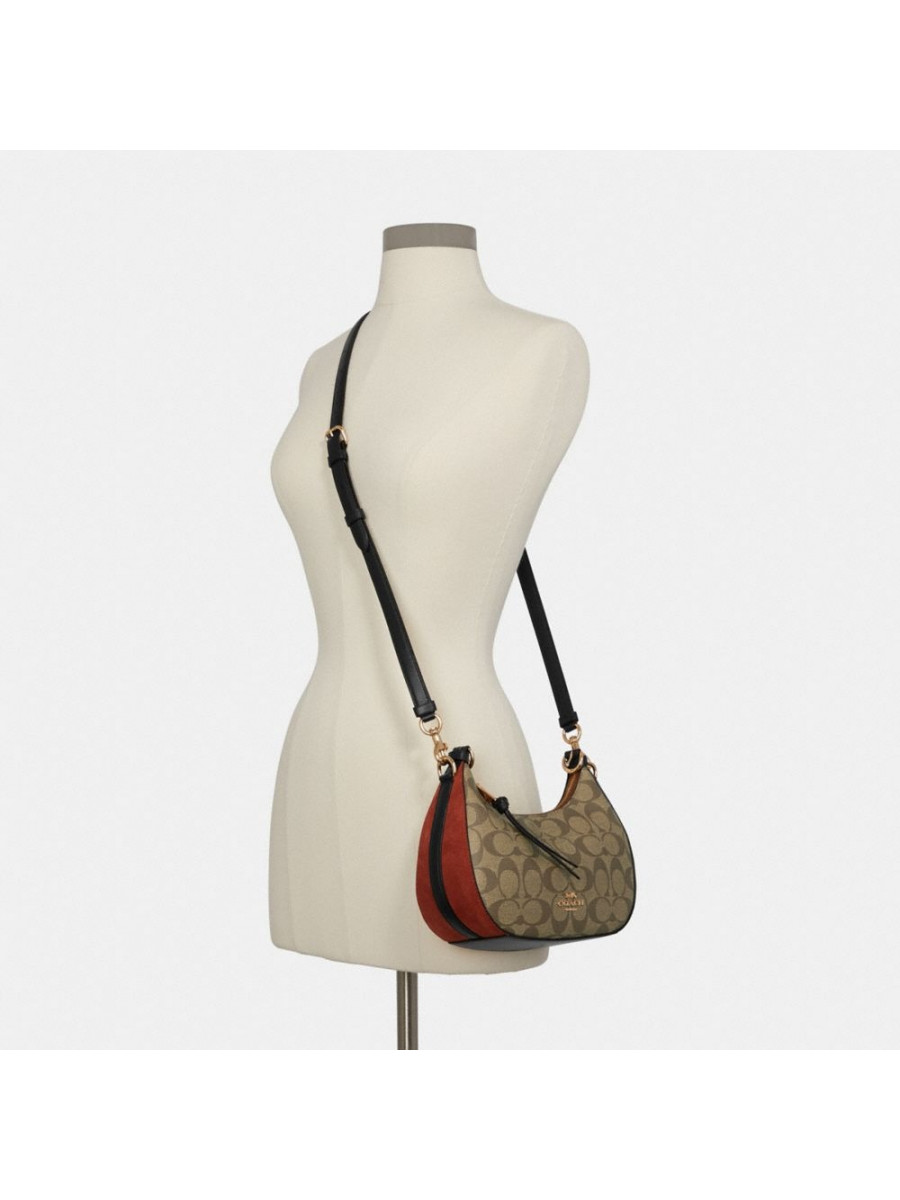 Сумка Coach Kleo Hobo In Signature Canvas - Gold/Khaki