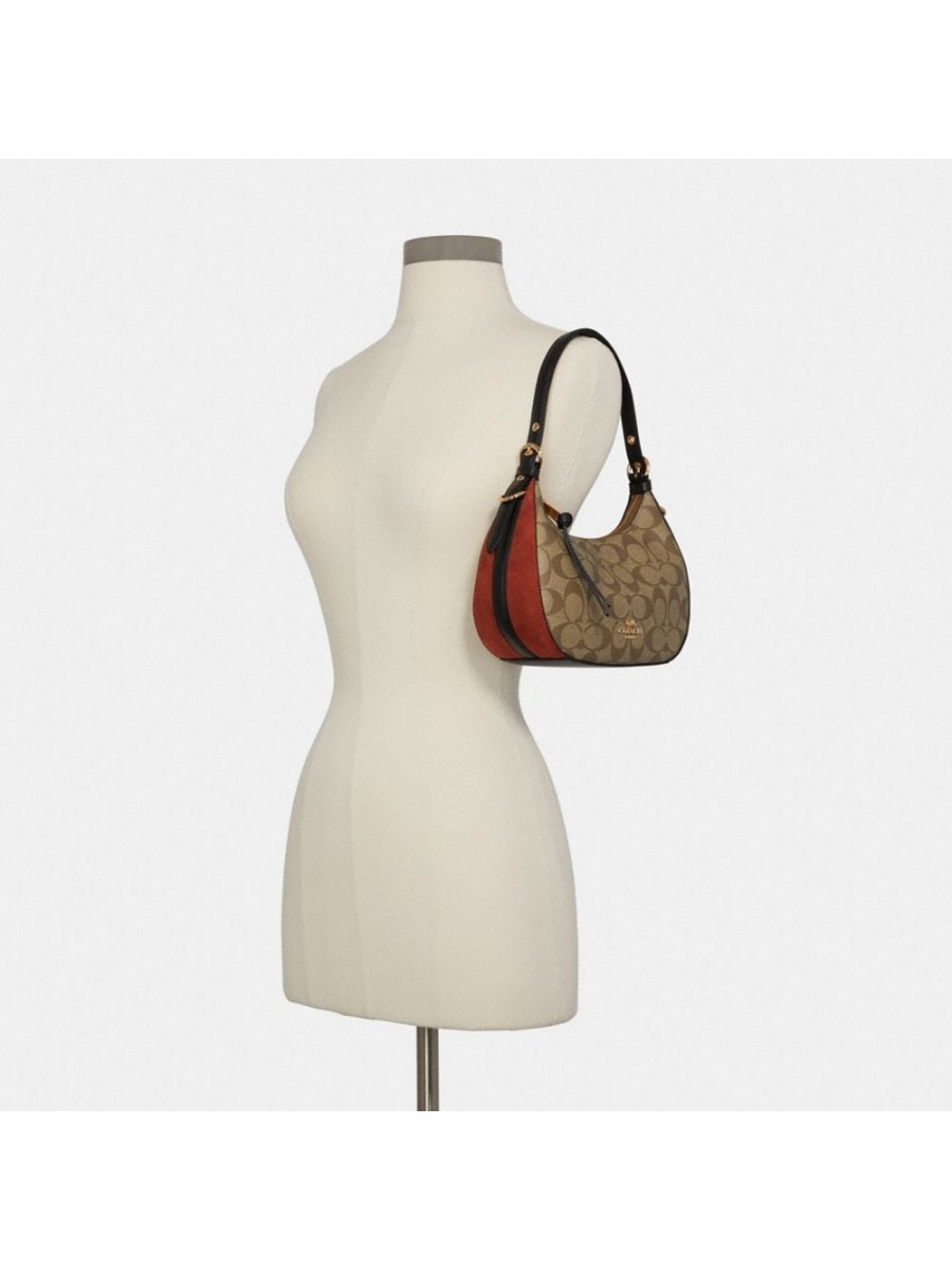 Сумка Coach Kleo Hobo In Signature Canvas - Gold/Khaki