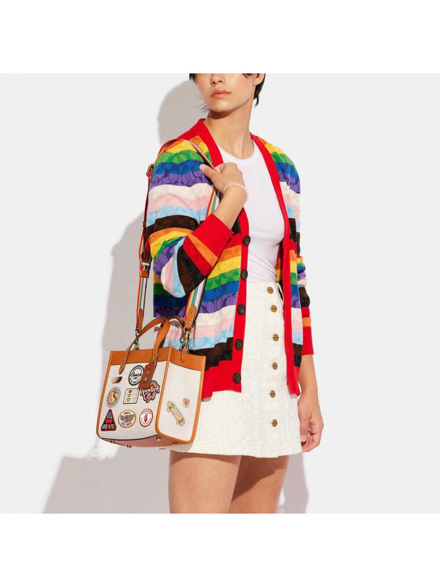 Сумка Coach Field Tote 22 With Patches (B4/Chalk Multi)
