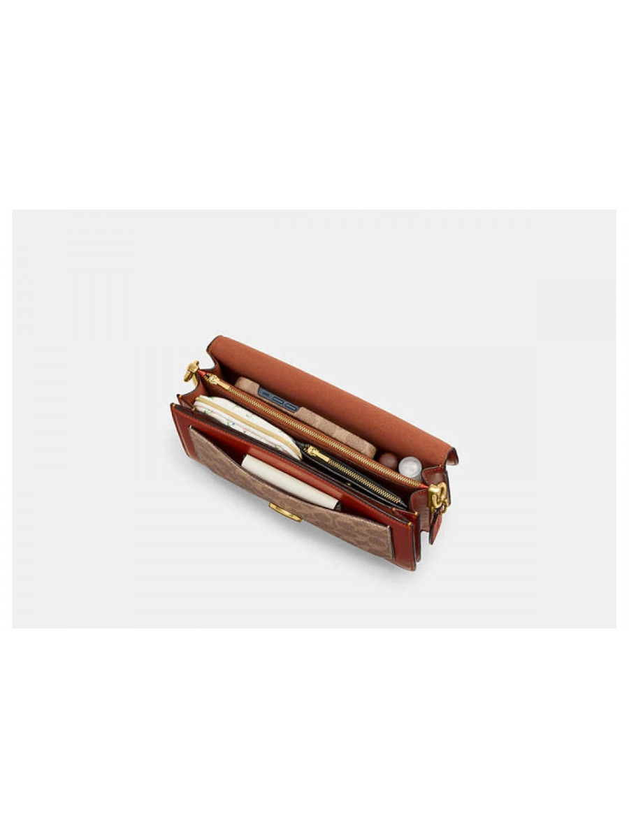 Сумка Coach Tabby Shoulder Bag 26 In Signature Canvas - Brass/Tan/Rust
