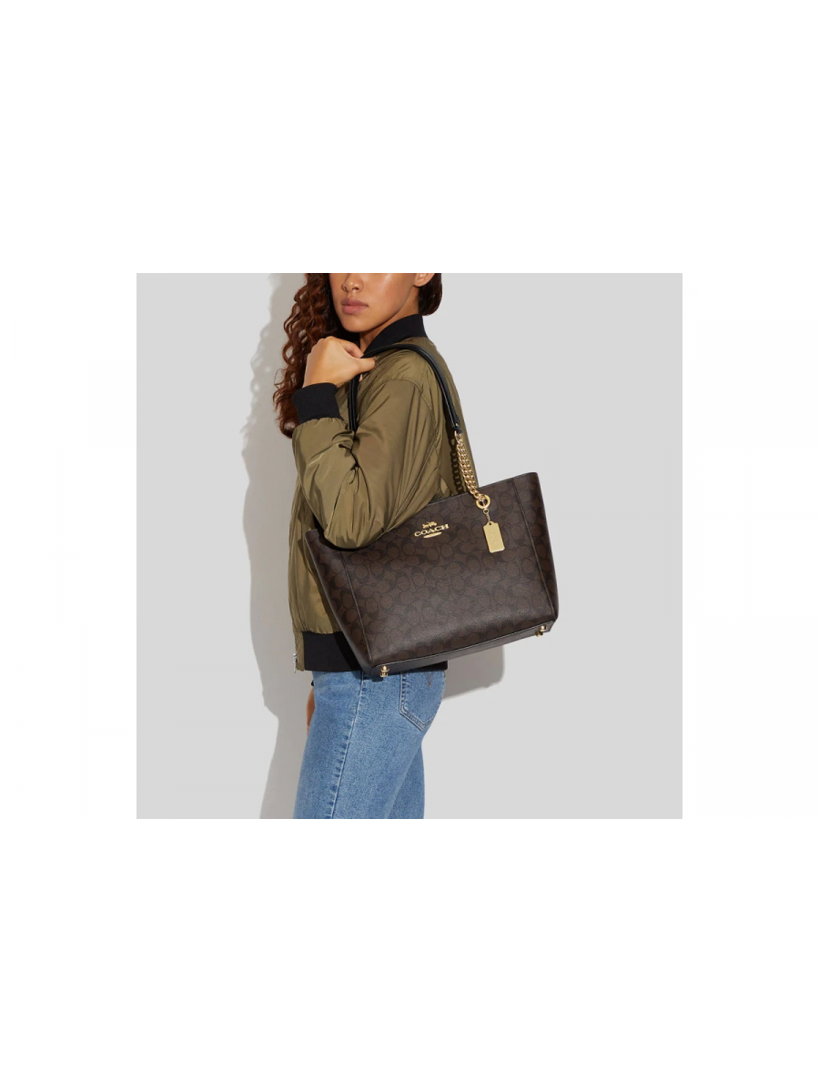 Сумка Coach Ava Chain Tote Signature Brown Black - Averand - Gold/Brown Black