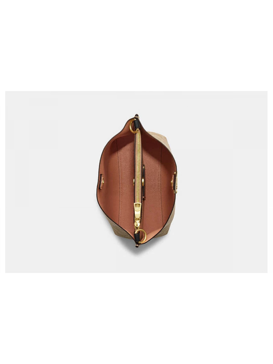 Сумка Coach Mollie Bucket Bag 22 In Signature Canvas - Gold/Khaki/Black