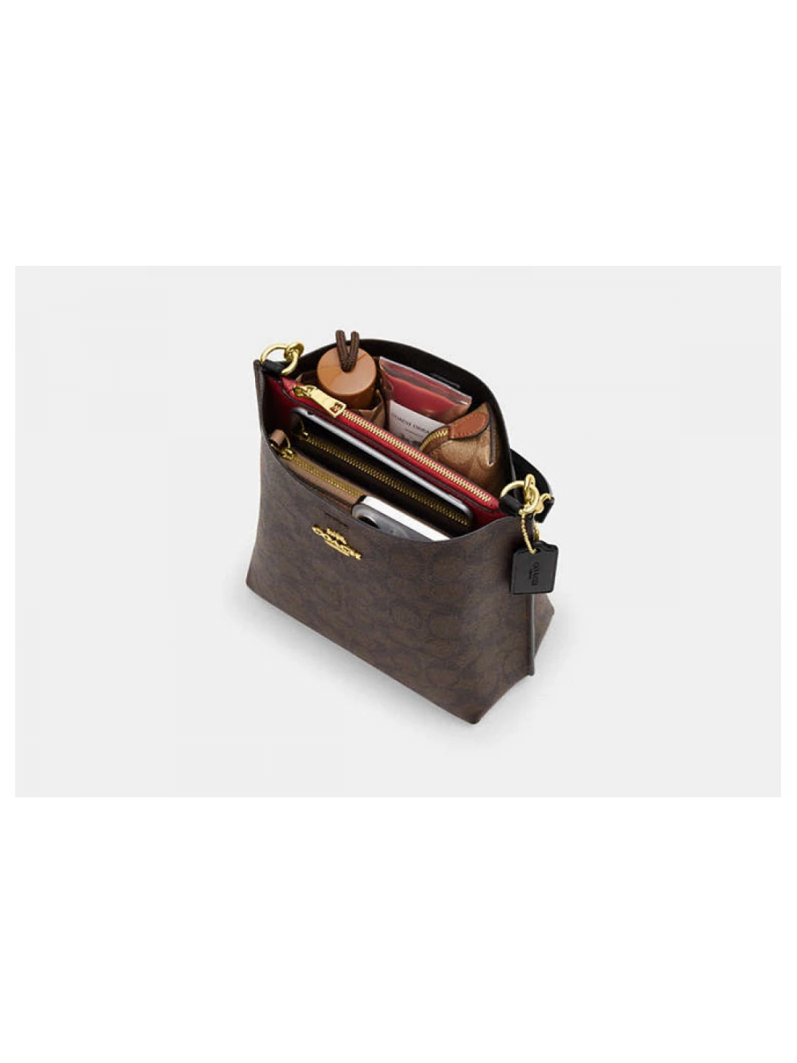 Сумка Coach Mollie Bucket Bag 22 In Signature Canvas - Gold/Brown Black