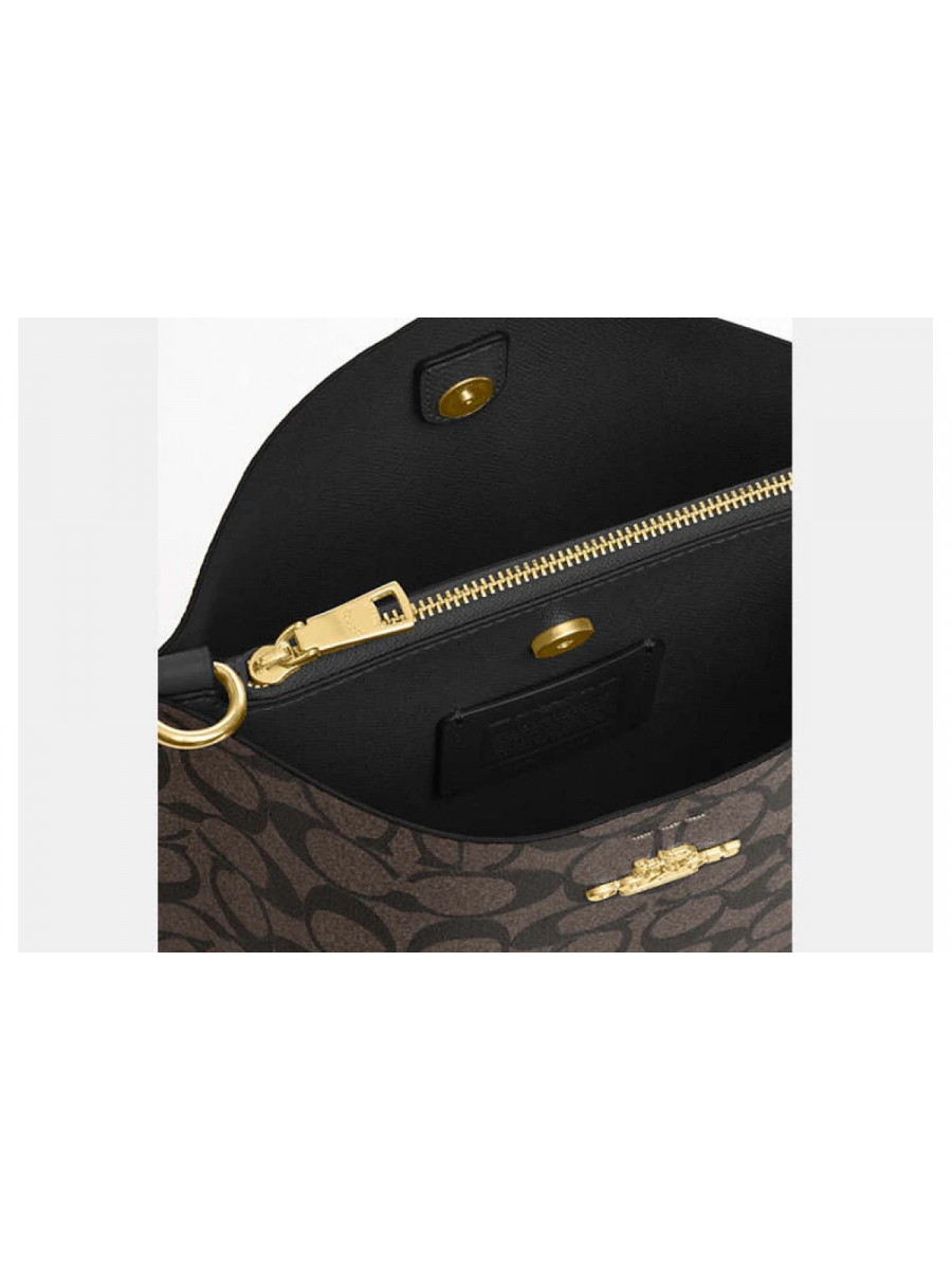 Сумка Coach Mollie Bucket Bag 22 In Signature Canvas - Gold/Brown Black