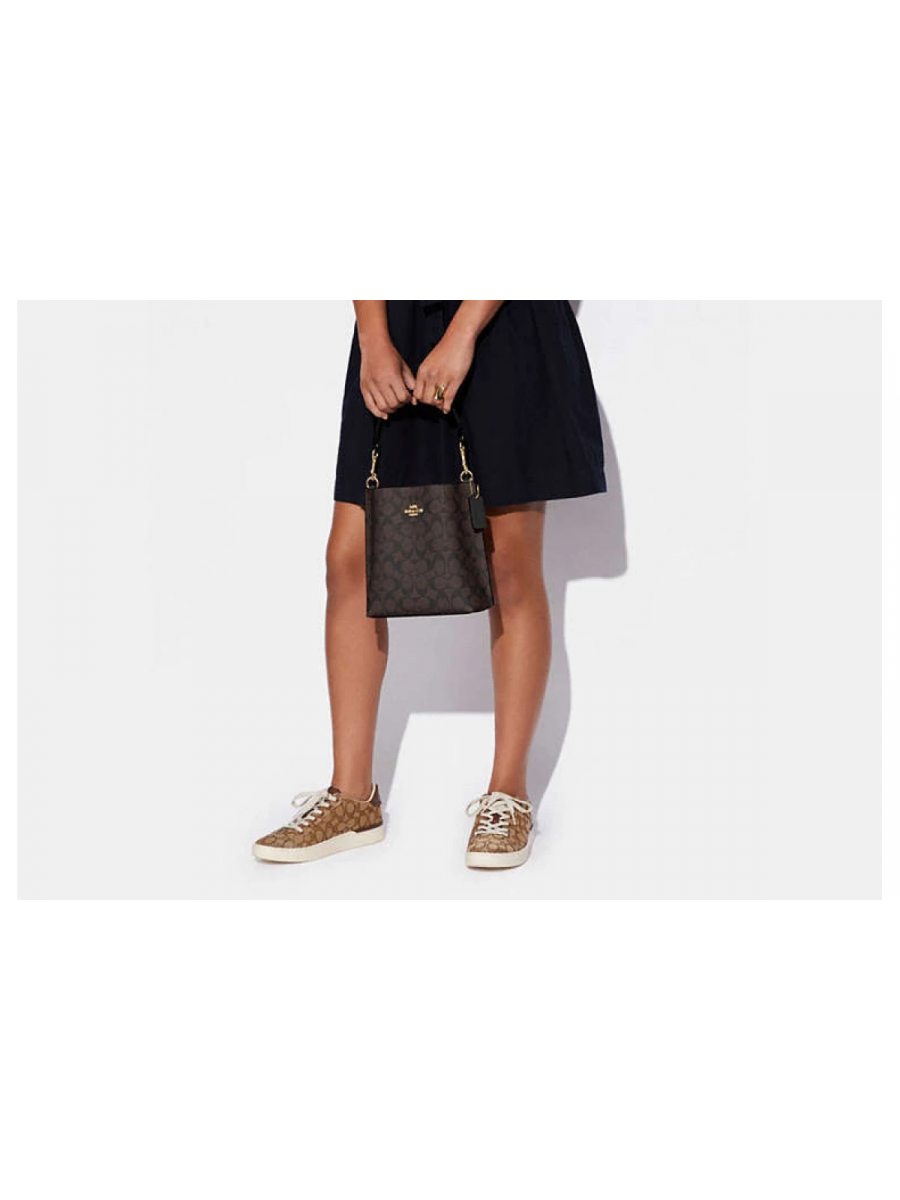 Сумка Coach Mollie Bucket Bag 22 In Signature Canvas - Gold/Brown Black
