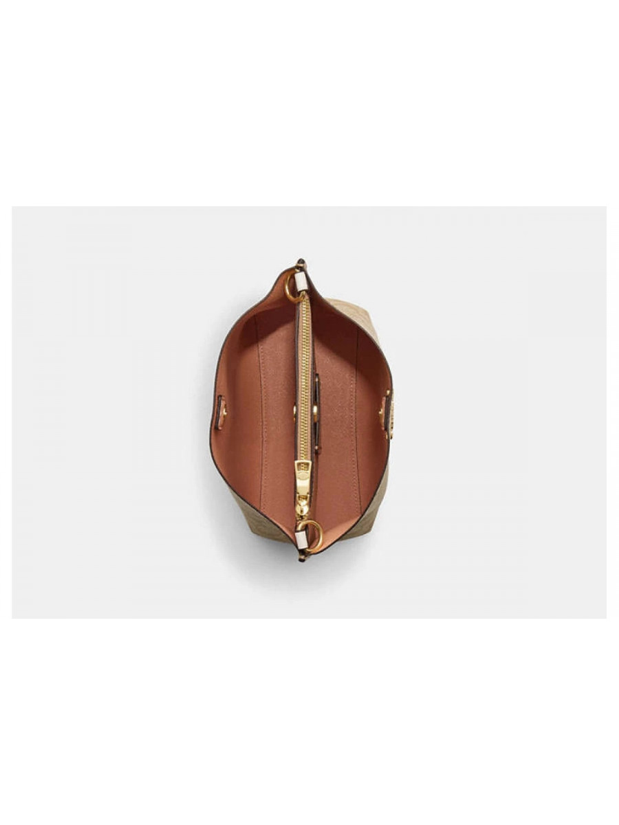 Сумка Coach Mollie Bucket Bag 22 In Signature Canvas - Gold/Light Khaki Chalk