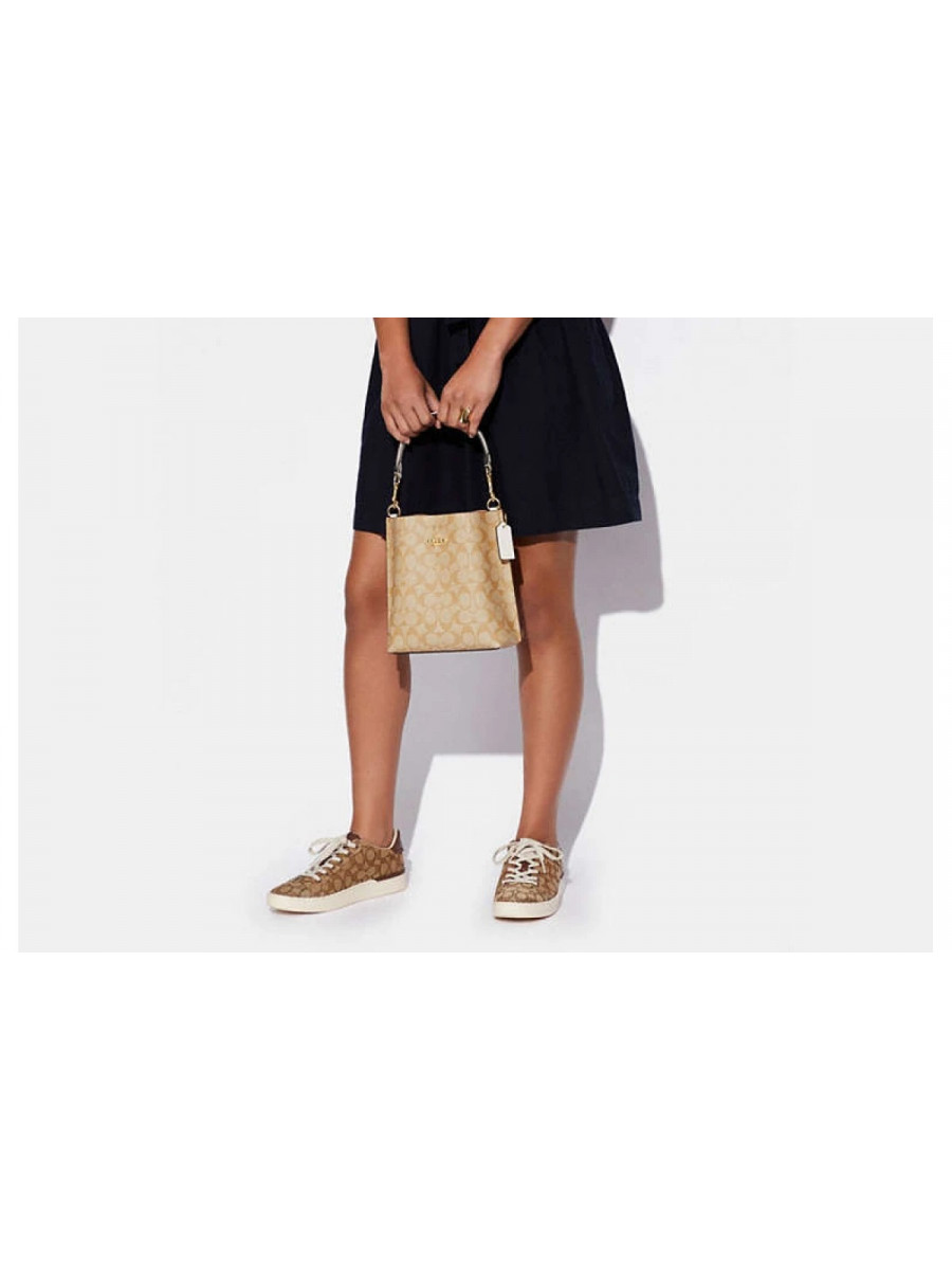 Сумка Coach Mollie Bucket Bag 22 In Signature Canvas - Gold/Light Khaki Chalk