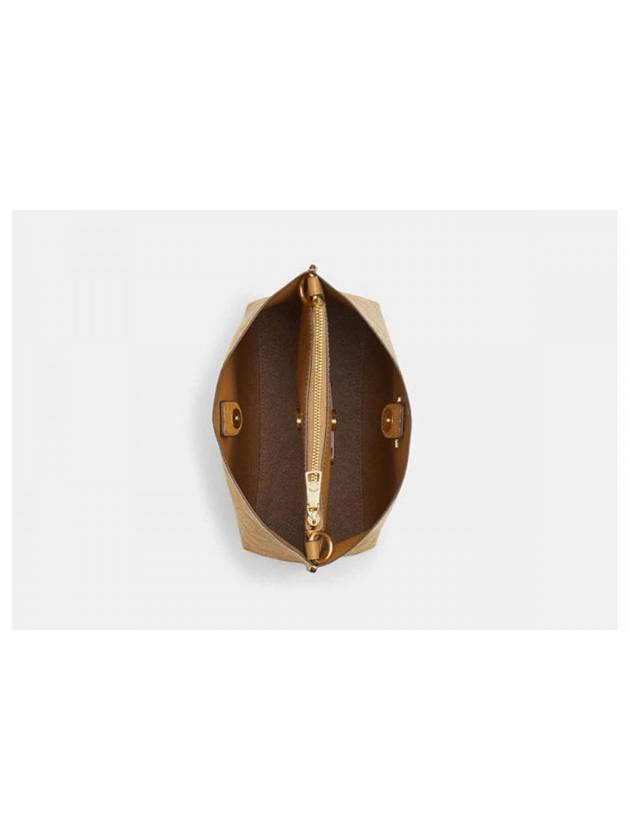 Сумка Coach Mollie Bucket Bag 22 In Signature Canvas - Gold/Lt Khaki/Lt Saddle