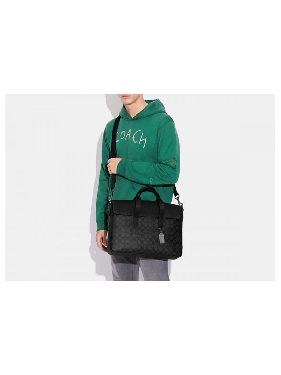 Портфель Coach Sullivan Portfolio Brief In Signature Canvas - Gunmetal/Charcoal/Black