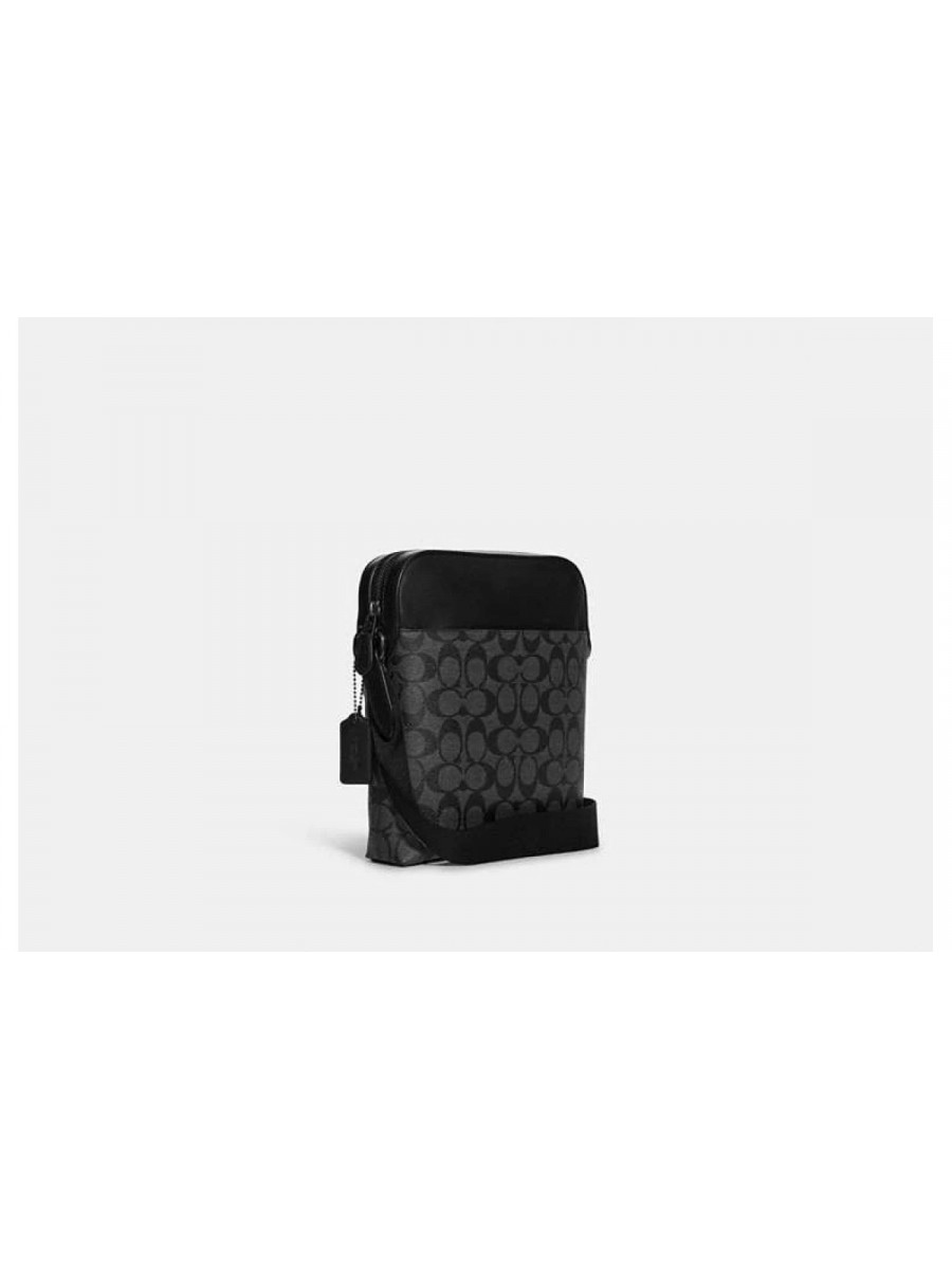 Сумка Coach Houston Flight Bag In Signature Canvas - Gunmetal/Charcoal/Black