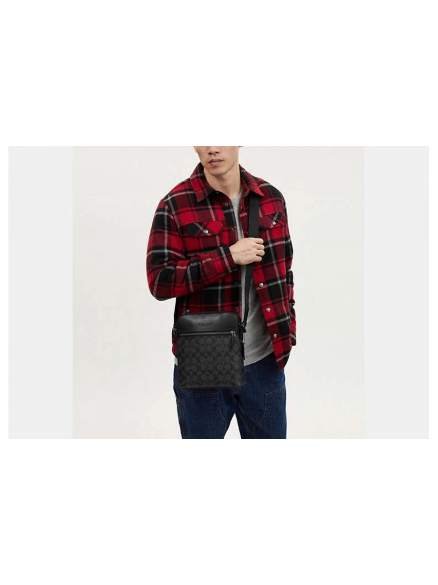 Сумка Coach Houston Flight Bag In Signature Canvas - Gunmetal/Charcoal/Black