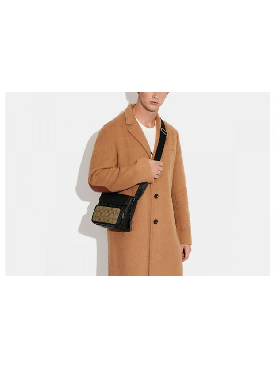 Портфель Coach Sullivan Flap Crossbody In Blocked Signature Canvas - Gunmetal/Khaki/Charcoal