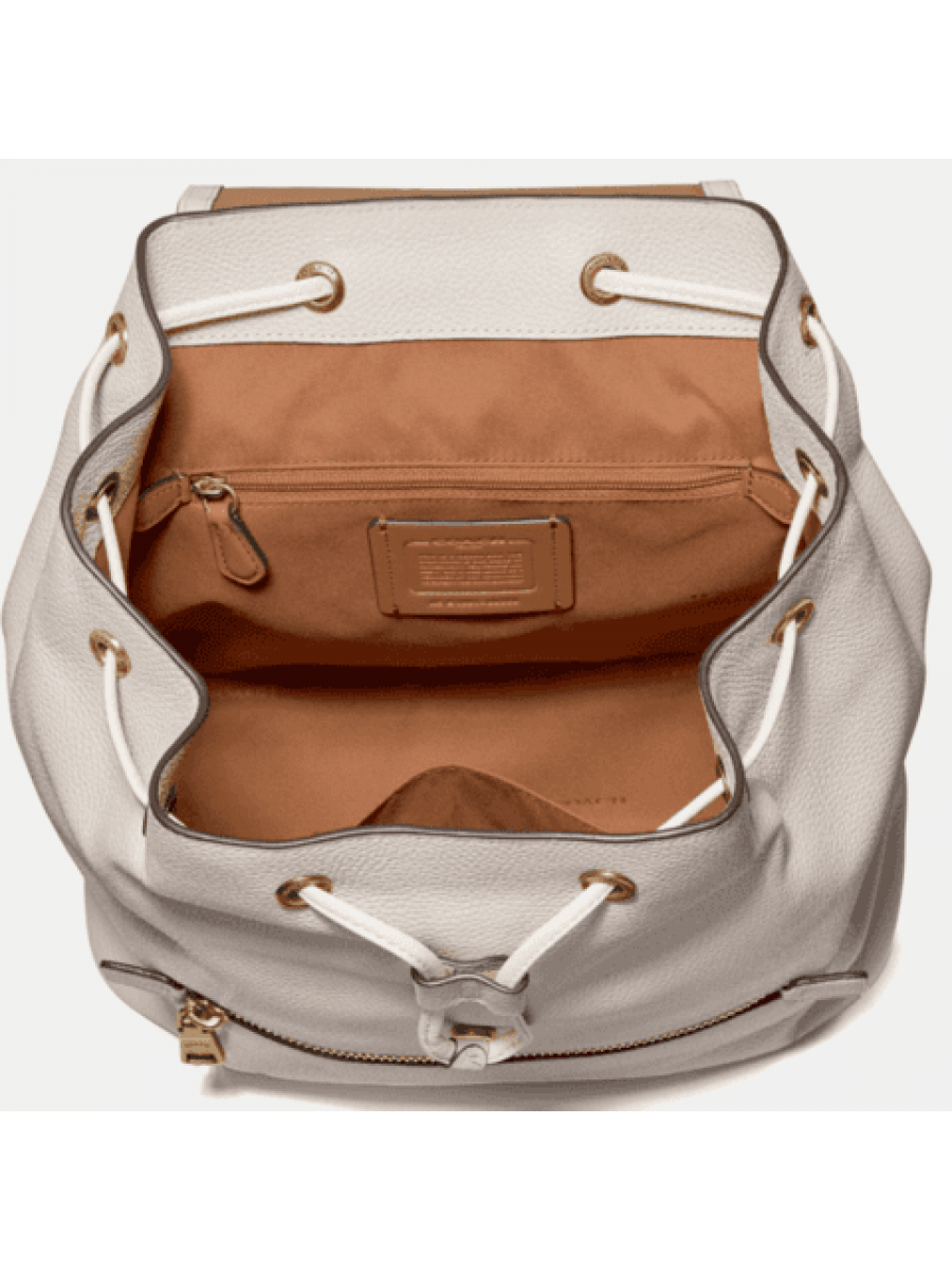 Рюкзак Coach Evie Backpack In Signature Canvas (White)(Золото)