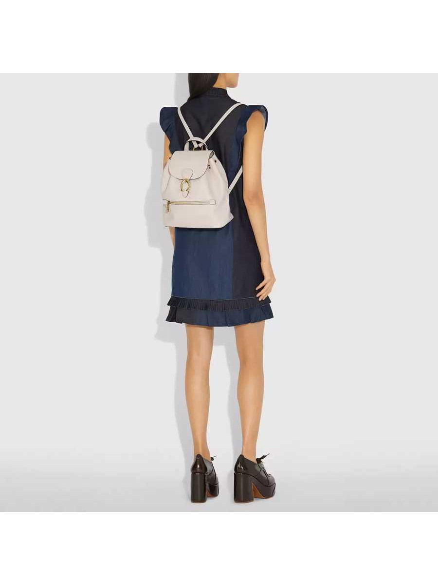 Рюкзак Coach Evie Backpack In Signature Canvas (White)(Золото)
