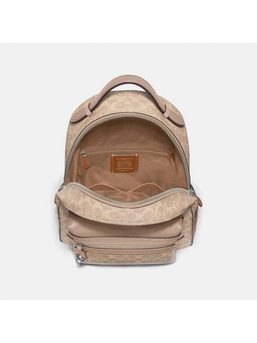 Рюкзак Coach Campus Backpack 28 In Signature Canvas (Tan/Chalk/Brass)(Серебро)