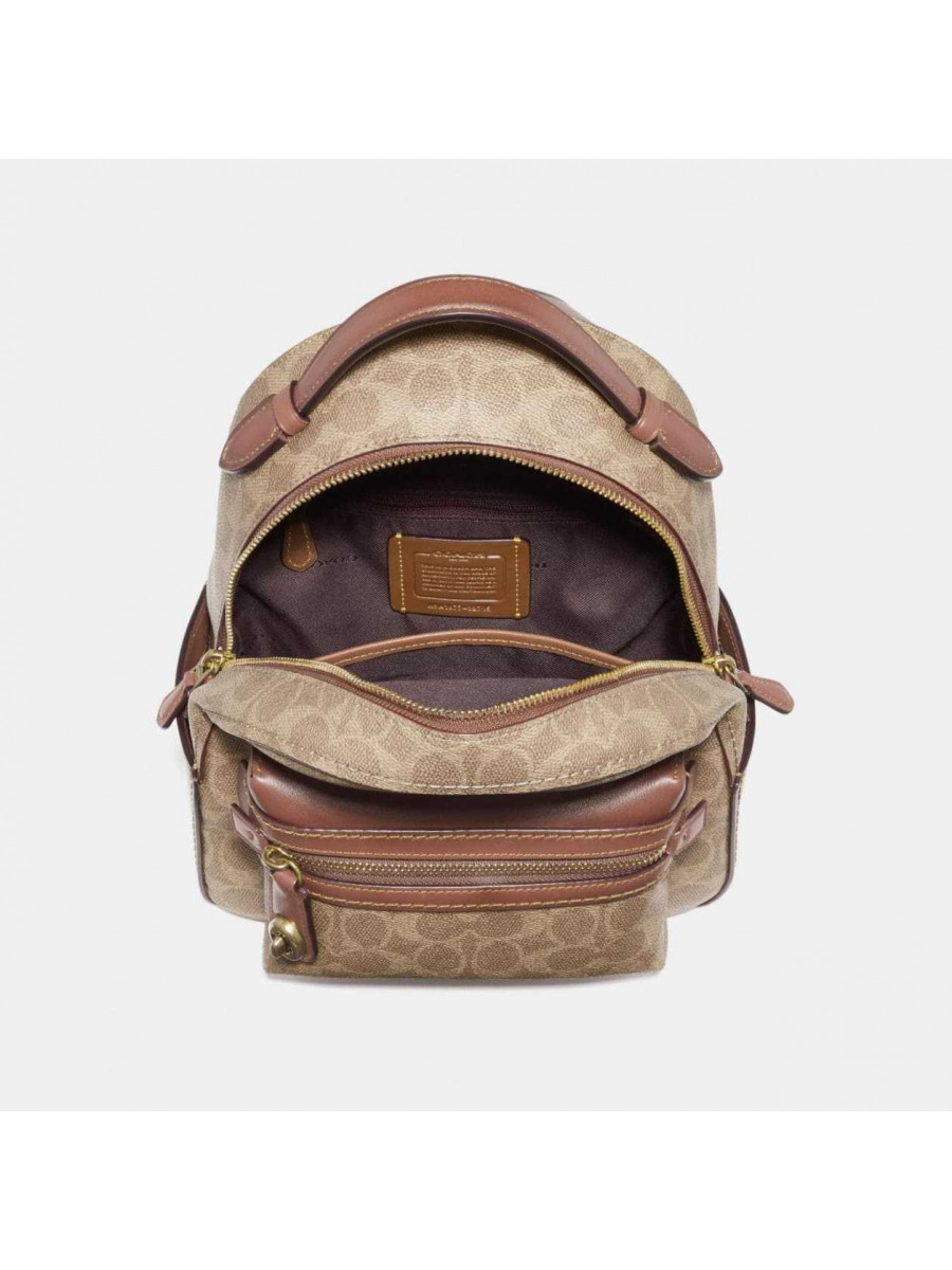 Рюкзак Coach Campus Backpack 28 In Signature Canvas (Tan Rust/Brass)(Золото