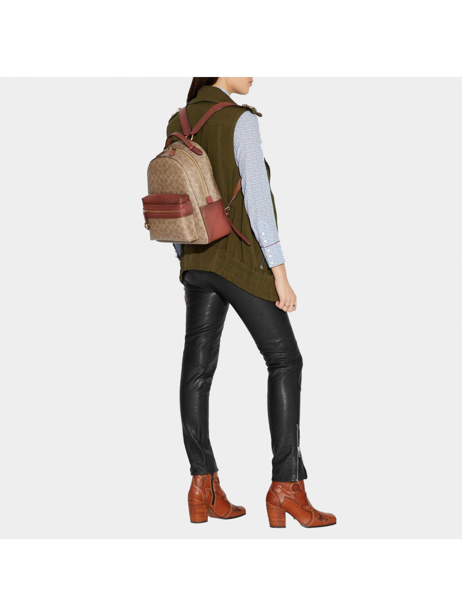 Рюкзак Coach Campus Backpack 28 In Signature Canvas (Tan Rust/Brass)(Золото