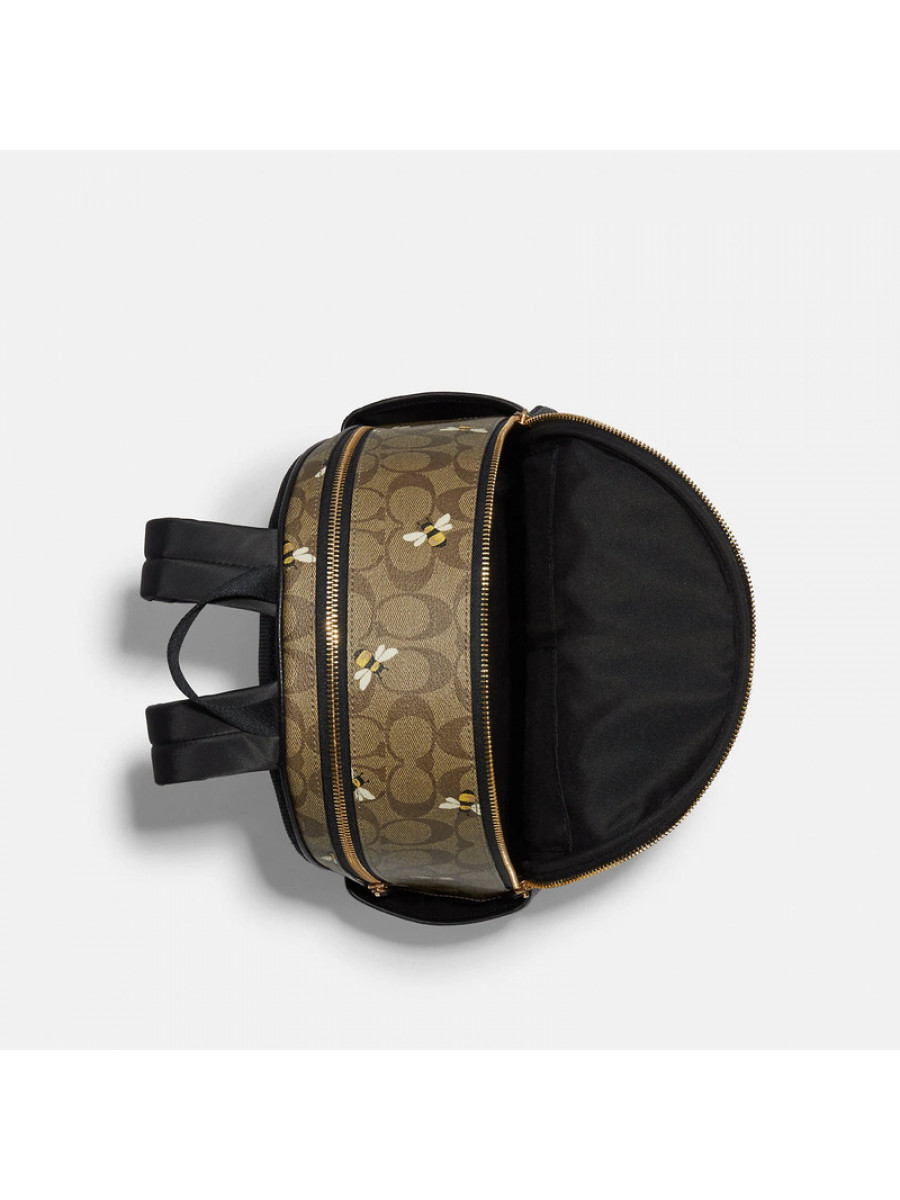 Рюкзак Coach Court Backpack In Signature Canvas With Bee Print – Khaki Multi