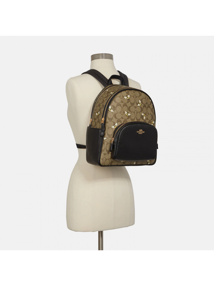 Рюкзак Coach Court Backpack In Signature Canvas With Bee Print – Khaki Multi