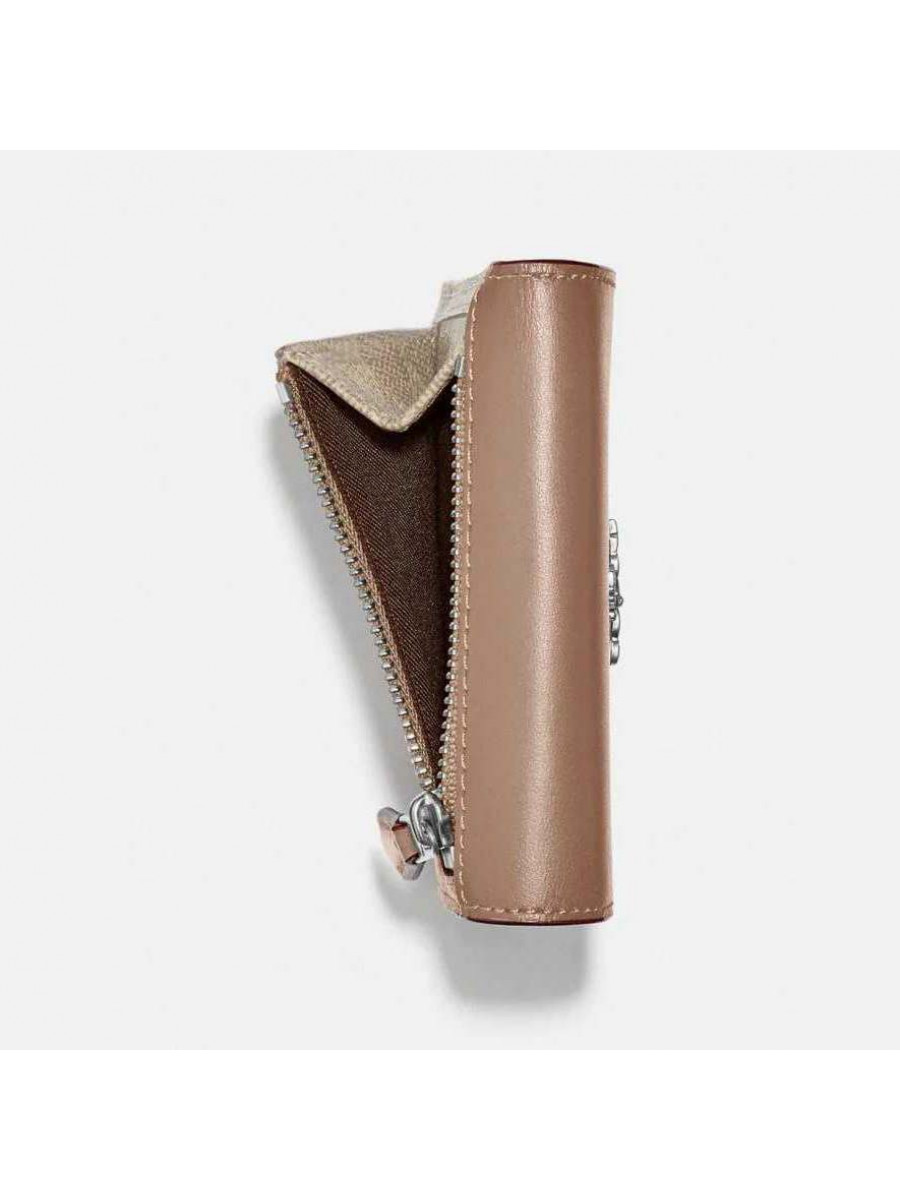 Кошелёк Coach Small Wallet In Signature Canvas (Brown/Tan)(Золото)
