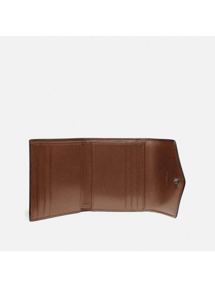 Кошелёк Coach Small Wallet In Signature Canvas (Light Nickel/Sand Taupe)(Серебро)