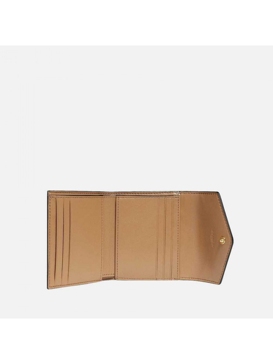 Кошелёк Coach Small Wallet In Colorblock Signature Canvas (B4/Tan Black)(Золото)
