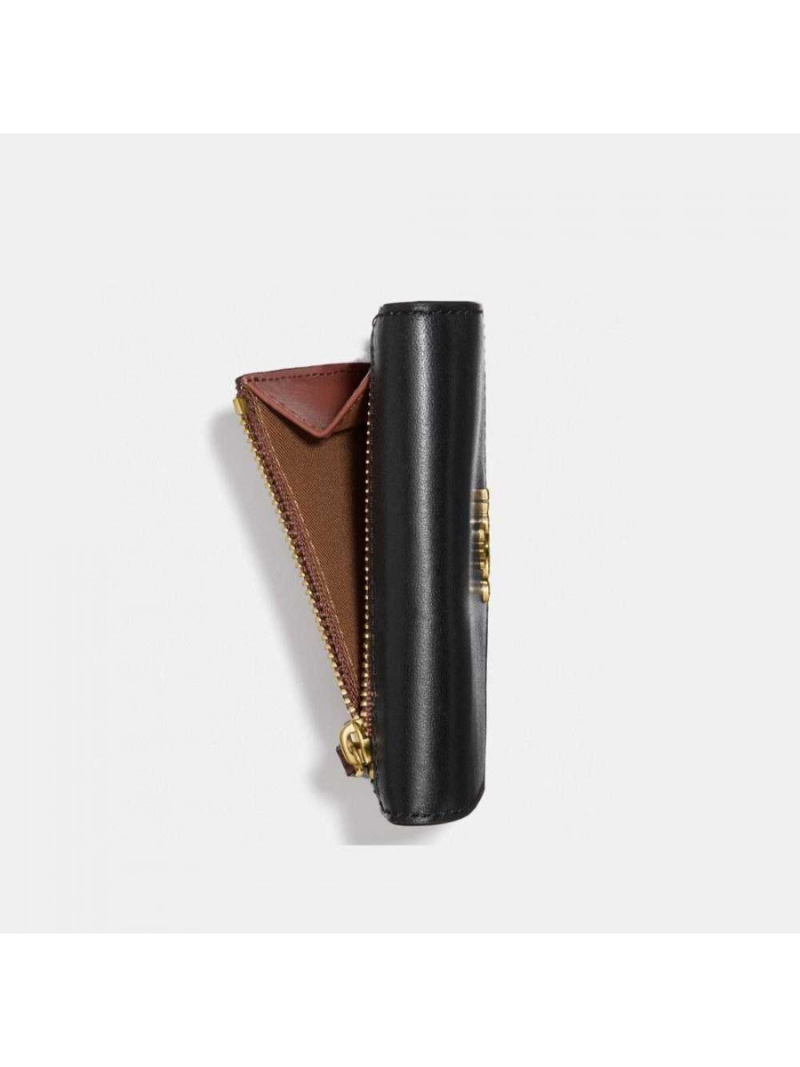 Кошелёк Coach Small Wallet In Colorblock Signature Canvas (B4/Tan Black)(Золото)