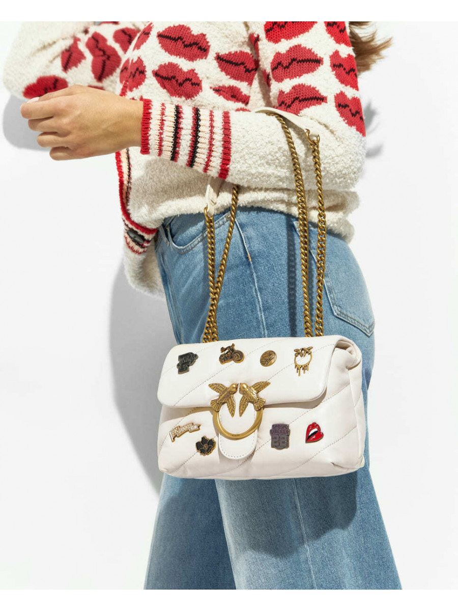 Сумка MINI LOVE BAG PUFF VERSITY PINS – white